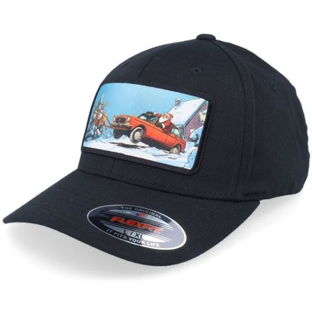 Ho-Ho-Hats - Svart flexfit Keps - Santa Claus Car Sleigh Patch Black Flexfit @ Hatstore