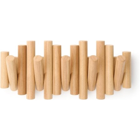 5-kroks veggkrok, naturlig tre, 31x8,5 cm