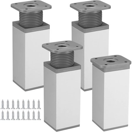 4 stk. justerbare skabsben, justerbar højde 0-20 mm bordben, justerbare fødder til køkkensofa møbler, sølv (10 cm)