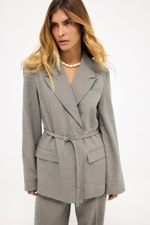 NA-KD Regular blazer med bälte - Blazers med skärp - Grå - EU 38