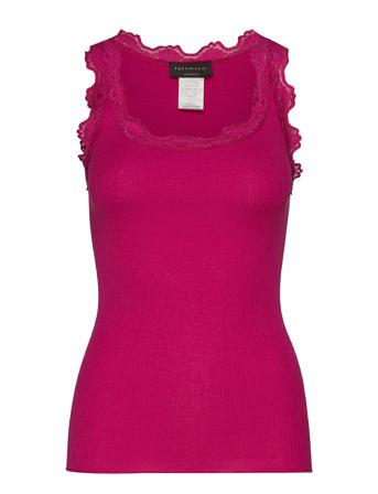 Silk Top W/ Lace T-shirts & Tops Sleeveless Rød Rosemunde*Betinget Tilbud