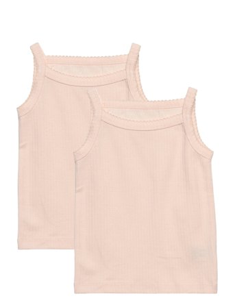 Copenhagen Colors Rib Jersey 2-Pack Strap Tops - Pink - 104