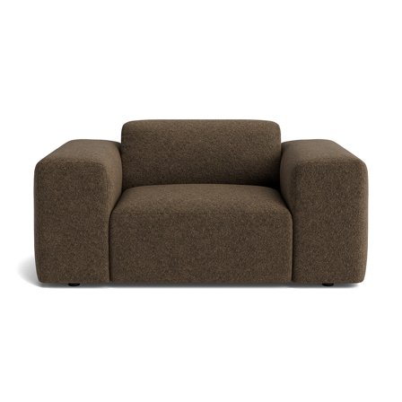 Soma Sessel in Anthology Braun, moderner Polstersessel mit Nozag-Federung und breiten Armlehnen für hohen Sitzkomfort, Breite 75cm.