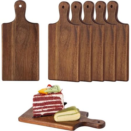 6 stk Personlige Akasiakuttbrett med Håndtak, Tre Kuttebrettsett i Bulk, DIY Gravering Gaver til Kvinner Par Bryllupsjubileum