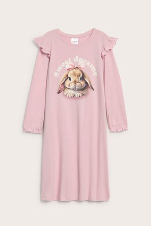 Kappahl | Långärmat nattlinne i bomull | Ljusrosa