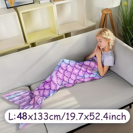 Pehme Glitter Merenneito Vauvan Peitto - Pehme , L mmin Polyesteripeitto Sohvalle, S nkyyn & Matkalle - Ihanteellinen Lahja Tyt ille (Fww) L:48x133cm/
