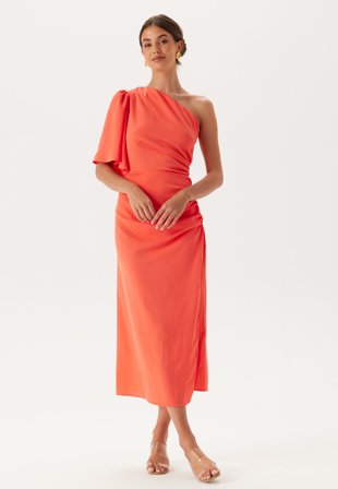 Bubbleroom Occasion - Ruched One Shoulder Midi Dress - 40