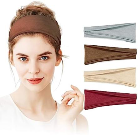 Hårbånd til kvinder, Kuaima Trænings Yoga Hårbånd Ikke-Skridsikker Strækbar Co Khaki+Dark Red+Light Gray+Brown