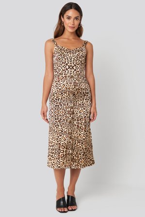 Trendyol - Yol Leo Long Dress - Kjoler - Beige,Flerfarget - EU 34