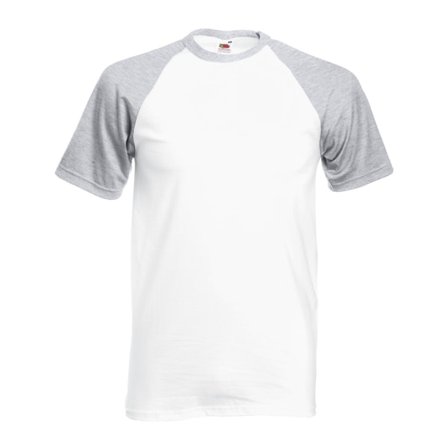 Fruit Of The Loom Herr Kortärmad baseball T-shirt Vit/ White/Heather Grey 2XL