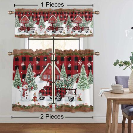 1/2 St Printed Pläd Blackout Valance Xmas Short Panel