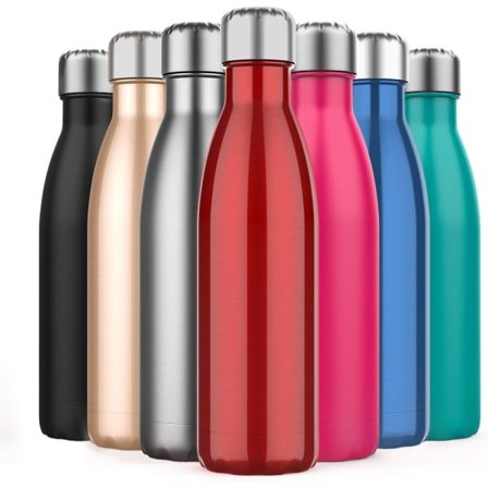500 ml:n eristetty juomapullo, kaksiseinäinen ruostumattomasta teräksestä valmistettu tyhjiöpullo pitää kylmänä 24 tuntia ja kuumana 18 tuntia