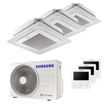 Condizionatore Samsung Cassetta Windfree 4 vie trial split 7000+9000+12000 BTU inverter A+++ unità esterna 5,2 kW
