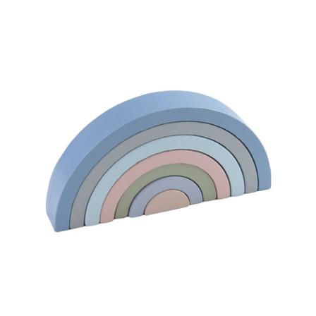 Barn Trä Regnbåge stapling leksaksstaplare Montessori häckande block Färgform Matchande leksaker Set Haze Blue