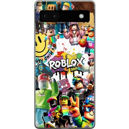 Kompatibelt Mobilskal till Google Google Pixel 6a Roblox graffiti-kollage med färgglada karaktärer, livliga mönster och energiska element i en urba