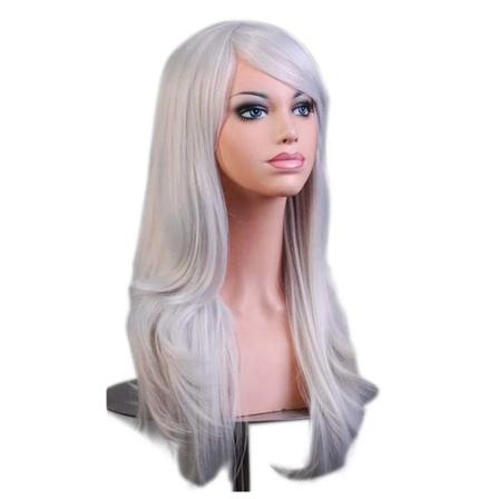 Sølv hvid paryk 70 cm Cosplay Dress up hvid - Perfet white