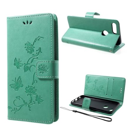 Huawei P Smart Printti Kuviollinen PU Nahkainen Lompakko Suoja Kotelo - Vihreä
