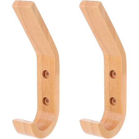 Trævæghænger Knager til vægmontering Dekorativ enkelt krog Hatteophæng Taske Tørklædeophæng Krog til entre Bad (2 stk., træfarve)