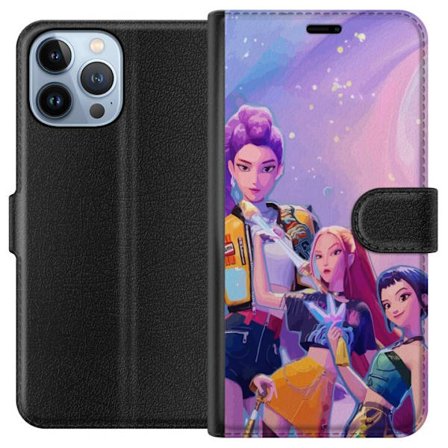 Kompatibelt Lommeboketui til Apple iPhone 13 Pro Max Futuristiske popdamer i neonfarger med magiske detaljer mot en drømmeaktig galaksebakgrunn