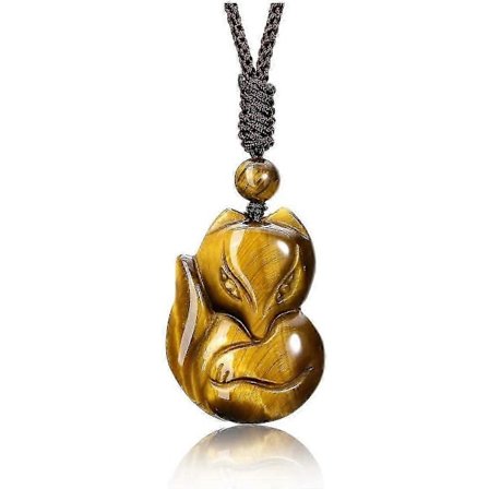 Luonnollinen Tiikerinsilmäkristalli Kettu Riipus Kaulakoru Parantava Jalokivi Onnekas Suojaava Kettu Amuletti