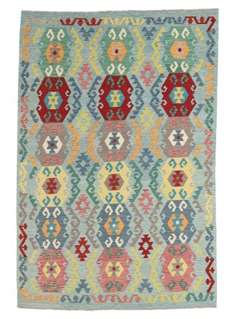 Kelim Afghan Old Style Teppe Orientalsk Grønn/Mørk Grå (Ull, Afghanistan)