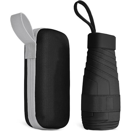 Resefärdspara, 6 Ribbor Miniparasoll Litet UV-Parasoll, Vikbart Solparasoll Vindtåligt Regnskydd med Kapselväska, Vikbart Bärbart Fickparasoll