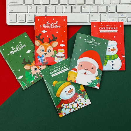 Jouluvihkot Mini-muistikirjat Lapsille Koulujuhliin Lahjoiksi Joulupukin Säkkiin 12 kpl (Satunnainen tyyli)