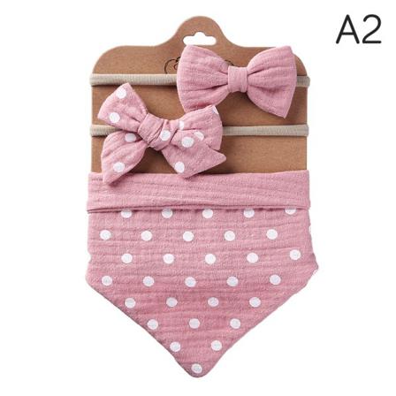 3 St/ Set Muslin Bomull Baby Haklapp Rosett Pannband Triangel Saliv Till