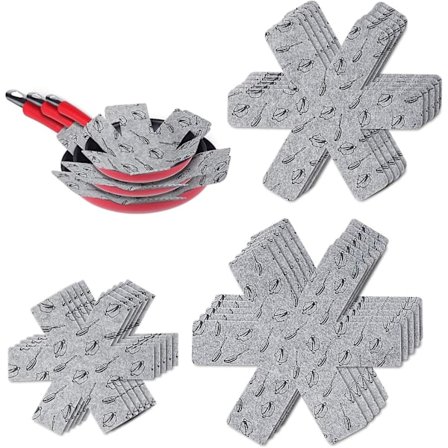 Lilaris grytebeskyttelse og pannebeskyttere, 15 stk pannebeskyttelse (3 størrelser), premium separate skillevegger og beskytt kjøkkenoverflatene dine 