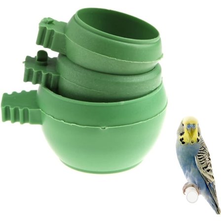 Foderautomat, 3 stk. Mini plast papegøje mad vand skål foderautomater fuglebur kopper fodring holder til undulater, kakaduer, duer