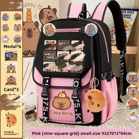 Kapibala rygsæk til drenge og piger, letvægts tegneserie capybara, stor kapacitet rygbeskyttelses rygsæk til børn