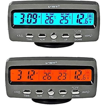 4 i 1 Bil Auto LCD Spænding Temperatur Detektor Digital Display Termometer Kontrol Alarmur