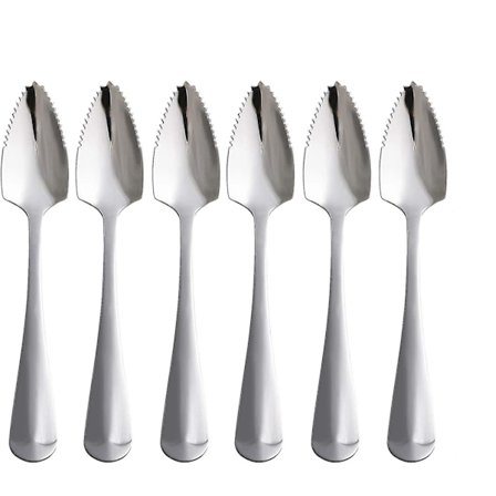 Sunrain Grapefrugtske Sæt 6 Dele Fødevaregodkendt Rustfrit Stål Dessertskespejl Frugtske, Takket Grapefrugt Bestik Værktøj, Egnet Com