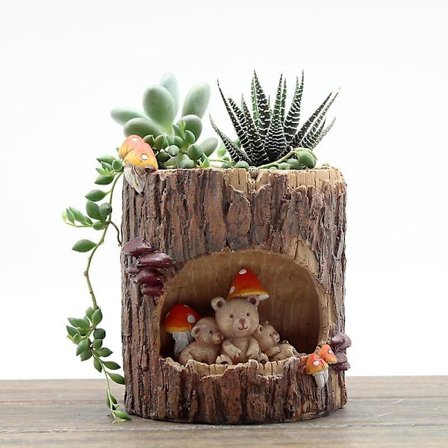 Söt svart björn blomma Sedum suckulent kruka planter bonsai tråg låda växtbädd hem trädgård kontor bord dekor