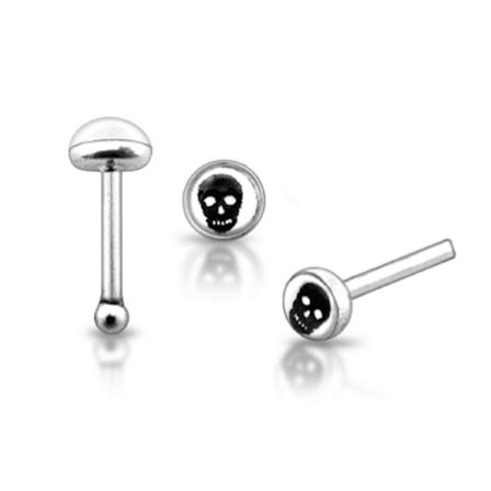 REA__REA__1st.Näspiercing i 925 silver med emaljerad döskalle(k)