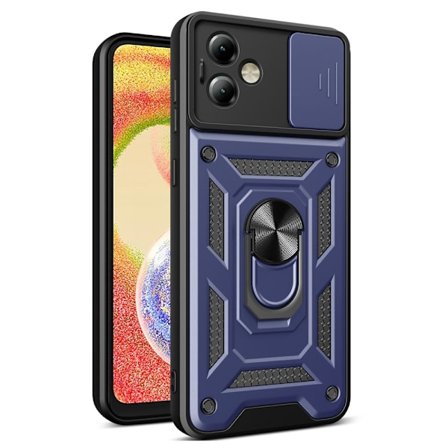 SKALO Motorola Moto G14 Armor Hybrid Metallring Kameraslider - Blå