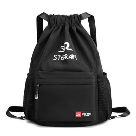 Sammenleggbar treningsbag Treningsryggsekk Snøreveske Snøreveske Basketballbag Black Large Size