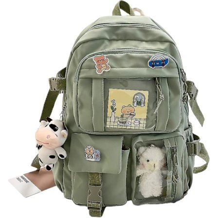 Kawaii Ryggsäck Med Kawaii Nål Och Tillbehör Ryggsäck Söt Estetisk Ryggsäck Söt Kawaii Ryggsäck För Skolan (rosa)