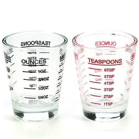 Shotglas Målekop Rundt Flydende Tungt Glas Espresso Shotglas 1 OZ 4 Funktioner 30ML (2-pak-Sort+rød) Sort+Rød Black+Red