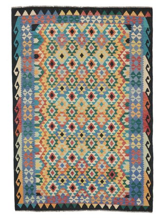 Kilim Afghan Old Style Rug Hand Woven 213X303 Dark Teal/Green