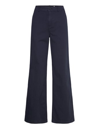 Lauren Ralph Lauren Cotton Twill Wide-Leg Pant - Blue - 40