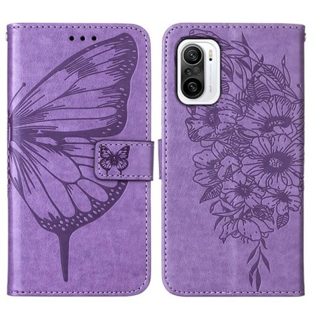 Butterfly Flower Imprinted Plånboksfodral Xiaomi 12 Pro - Lila