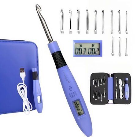 12 Størrelse LED-skjerm Heklenåler Sett Ergonomiske Strikke Syverktøy Utskiftbare