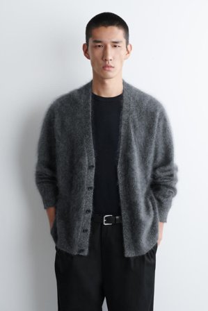 COS Männer Strickjacke Aus Gebürstetem Kaschmir in Grau