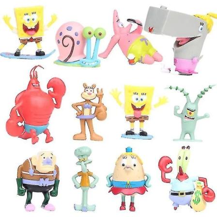 12 stk./sæt Spongebob Patrick Figur Samling Model Legetøj [DB]