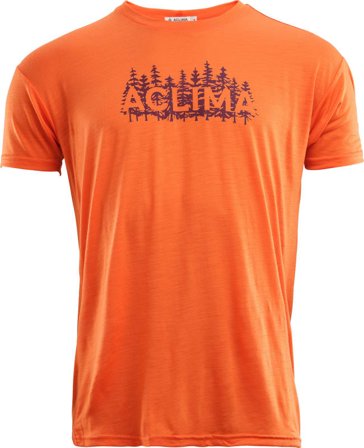 Aclima LightWool Classic Tee Woodprint Man Men short-sleeved sweaters Orange L