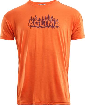 Aclima LightWool Classic Tee Woodprint Man Men short-sleeved sweaters Orange M