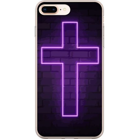 Yhteensopiva Puhelinkuori Apple Apple iPhone 7 Plus Neonristi purppuranvalossa tummaa tiiliseinää vasten, symbolinen motiivi vahvalla hohto moderni