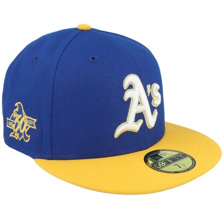 New Era - MLB Blau fitted Cap - Oakland Athletics Tranquility 59FIFTY 30th Light Royal/Gold Fitted @ Hatstore