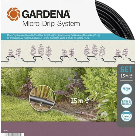 GARDENA Micro-Drip storlek S Komplett droppbevattningskit - Linjebevattning max 100m - Självrengörande system - (13010-20)